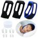 3Pack Anti Snore Chin Strap Upgraded Breathable and Adjustable Stop Snoring Head Band with 4PCS Different Size Nose Vents Snore Stopper Effective Snoreless Sleeping Solution for Men and Women