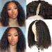 4GIRL4EVER V Part Wig Human Hair Curly Upgrade U Part Wigs for Black Women Human Hair V Shape Wig Kinky Curly Minimal/No Leave Out Glueless Wig 180% Density Natural Black 14 Inch 14 Inch Curly V-part wig