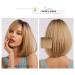 FIFIGO Blonde Bob Wig with Bangs | Short Ombre Blonde Synthetic Wig 14 | Heat Resistant Fiber | Daily Wear, Party, Cosplay - Buy Online on GoSupps.com
