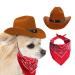 Awocan dog cowboy hat and bandana scarf dog cat sombrero puppy hat dog cat costume cosplay cap puppy pet dog kat vacation pet party decoration (coffee) coffee