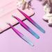 Lash Tweezers Set - 3Pcs Stainless Steel Eyelash Extension Tweezers | Straight and Curved Styles for Removing False Eyelashes and Nails | Red-Blue Gradient - Buy Online on GoSupps.com