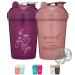 2 Pack 20-Ounce Shaker Bottle with Motivational Quotes (Be You Plum & Mind Over Matter Rose) | Protein Shaker Bottle with Mixer Agitators | Shaker Bottle for Protein Mixes Pack is BPA Free and Dishwasher Safe 20 Ounces...