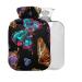 Hot water bottle with cover 1 l butterflies berries for pain relief bed without hands and feet