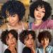Amecire Short Curly Wig for Black Women - Brazilian Virgin Human Hair Pixie Cut with Bangs, 150% Density Afro Natural None Lace Front Bob Wig in 1B Color - Buy Online on GoSupps.com