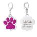 Dog tag with engraving for dogs and cats animal tag paw print motif ID tags address tag fuchsia