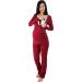 Maternity Nursing Pyjamas Set with Lace - Wine Red XL, Long Sleeve Sleepwear for Pregnancy and Breastfeeding - Buy Online on GoSupps.com