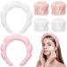 6 Pcs Spa Headband Wrist Spa Washband Set Sponge Towel Cloth Head Band White Pink Headband Wrist Wash Towel Band Makeup Face Wash Wristbands for Face Washing Women Girls Prevent Liquid from Spilling