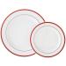  48 Pcs Plastic Plates Red Rim Disposable Set Combo 24 x 10.25 and 24 x 7.5 for Main Course Salad Appetizer Dessert Fruits Disposable Perfect for Dinner Party Holiday Events Picnics and BBQ - Buy Online on GoSupps.com