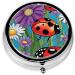 Colorful Ladybird Mini Round Pill Box - 3 Compartment Portable Organizer for Home Office & Travel - Buy Online on GoSupps.com