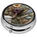 Feather Flower Round Pill Box | 3 Compartment Portable Travel Organizer for International Shipping - Buy Online on GoSupps.com