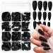 240pcs Almond Press on Nails Matte Black Fake Nails Medium Acrylic Nails Press Ons False Glue on Nails Kit with 5 Sheets Adhesive Tabs for Women Girls