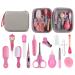 RoseFlower 14 in 1 Baby Grooming Kit Baby Safety Care Kit with Baby Comb Brush Nail Clipper Nail File Earpick Scissors Tweezers etc Nursery Health Care Set for Newborns Infant Boys Girls Pink #B-14pcs-Pink