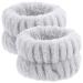 Lot de 2 Bracelets en Flanelle Absorbants pour Lavage du Visage Bandeaux Souples pour Poignet Gris Accessoires Spa Pratiques pour Femmes et Filles