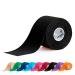 Meglio Kinesiology Tape - Uncut 5 Metre Roll - Therapeutic and Hypoallergenic - For Muscle Support & Sports Injury Recovery - Breathable & Waterproof - Knee Ankle & Wrist - Long Lasting Adhesive Black