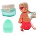 Sun Cream Applicator Kids Flat Top Foundation Brush Portable Blending Brush Set with Protective Caps and Silicone Makeup Brushes Cleaner for Travel