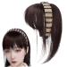 Headssband with Bangs 9.8 inch Clip on Bangs Synthetic Rhinestone Stylish Natural Bangs Hair Clip for Women Girls Brown Drk Brown