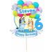 Blue Dog Themed Personalised 6" Wide Happy Birthday Cake Topper Stand Up Card Cake Decoration - Buy Online on GoSupps.com