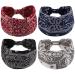 Knot Headbands for Women Wide Plain Bandana Headbands 4 Packs AOPRIE Top Knotted Headbands for Women Hair Bands for Women's Hair Soft Turban Headbands for Women Wide Headbands for Women Red Black Blue Water Drop