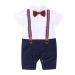AmzBarley Baby Boys Gentlemans Outfit Suit Kids Long/Short Sleeve Dress Shirt Pants Vest Bowtie Tuxedo Rompers Childs Birthday Evening Holiday Party Black 128 12-18 Months