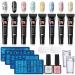 TopDirect 8 Colors Nail Stamping Gel Polish 8ml + 4pcs Nail Stamping Templates + 1 Stampers with 2 Scrapers, Nail Art Stamping Kit Polish Stamper and 36 Design Scraper Nail Plate Print Manicure Tool 0.27 Fl Oz (Pack of 8)