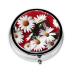 Red Flower and White Daisy Round Pill Box Lightweight Moisture-Proof Portable for Emergency Medication & Fish Oil Red Flower and White Daisy One Size