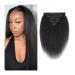 Clip in Hair Extensions 12-26 Inch Kinky Straight Clip ins for Black Women Double Weft Remy Human Hair Full Head Natural Black Color 18 Clips with 8 Pieces Clip in Extensions (Size : 22inches Co