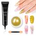 Makartt 3D Nail Gel with Gold Chrome Nail Powder Kit Clear Molding Gel for Nail Art 15g Sculpting Glue Polish and Metallic Effect Mirror Powder Set for Nail Decoration Manicure Charms Clear 3D Nail Gel & Gold Chrome Nail Powder