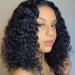 KESEN 13x4x1 T Part Lace Front Wigs Human Hair Curly Wave T Part Lace Front Wigs for Black Women Brazilian Virgin Human Hair Wigs Pre Plucked with Baby Hair 180% Density Natural Color 14 inch curly14 nature black