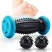 HOFASON Foot Roller Massage Ball for Plantar Fasciitis Relief, Foot Arch Pain, Myofascial Pain and Body Muscle Pain, Foot Massager Reflexology Tool, 1 Foot Massage Roller & 2 Spiky Balls (Black Blue)