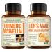 Boswellia Turmeric Curcumin Supplement + Lions Mane Supplement Capsules Bundle for Joint Health Mood & Immune Support with Ginger Organic Turmeric Powder Turkey Tail Shiitake Mushrooms & More