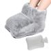 Fivtsme foot warmer without electricity 2 in1 foot warmers 1l large hot water bottle feet foot warmer hot bottle super soft and warm foot heating pads for the cold feet in winter for women/men/children (gray)
