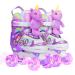 Unicorn Doll Kids Toddler Roller Skates for Girls,WESKIFAN Quad Skating Shoes with Shiny Light up Wheels&Adjustable Sizes Beginners rollerskates for Birthday Xmas Gifts,Patines para Nias Nios XS(9.511.5C) Purple