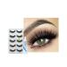 Lashes False Eyelashes Fluffy Russian Eyelash 5 Pairs Strip with Glue Volume Dramatic Fluffy Wispy Natural Eyelashes 3D Thick Long Fake Lashes