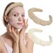 AMCAMI 2 PCS Puffy Spa Headband for Women Sponge Headbands for Girls Terry Towel Cloth Fabric Head Band for Skincare  Makeup Removal  Face Washing  Facial Mask  Shower  Hair Accessories (Beige&Light coffee)
