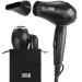 Life long -haul foldable small - dual tension & incl. Travel bag with styling nozzle I travel hairdryer quietly I small mini hairdryer hair dryer hairstone travel cruises traveler dryer black / silver