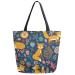 ZzWwR Cute Forest Fox Floral Extra Large Canvas Shoulder Tote Top Handle Bag for Gym Beach Weekender Travel Shopping