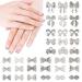 33pcs Bow Charms for Nails Silver Alloy Nail Charms 3D Bowknot Nail Charms Y2K for Acrylic Nails Bow Rhinestone Nail Art DIY Decorations Inlaid Pearls for Girls Women Gift