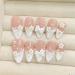 Nail Tips False Nails Tips Art Press on Nails Aurora Almond Handmade Press On Nails Full Cover Bowknot Design French Fake Nail Artificial Manicure Nails(7 Size S)