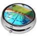 Flamingo & Pool Round Pill Box | 3 Compartment Travel Organizer for Purse & Pocket - Buy Online on GoSupps.com