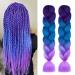 Aomig braids extensions 2PC ombre synthetic hair for braiding 24 "strands of hair for braiding hair single-braid hair braid extensions for hair box braid simple braids (purple/light violet/seaside llau/Seeblau/lake violet/light violet