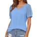 MALAIDOG Womens Lace Puff Sleeve Tunic Blouse - Floral V Neck Tee, Summer Flowy Top Blue - Buy Online on GoSupps.com