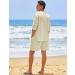 COOFANDY Men's Cotton Linen 2-Piece Set: Henley Shirts & Beach Shorts - Beige XL - Buy Online on GoSupps.com