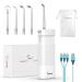 Water Flosser Dental-Portable Water Teeth Cleaner Pick for Braces Bridges Tooth Care, Oral Irrigator Telescopic Water Tank with 3 Modes, 5 Jet Tips, IPX8 Waterproof, for Home Travel, White