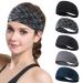 Ehfswrr Workout Headbands for Women Men Sweatband Yoga Elastic Wide Headbands Gym Sports Sweat Bands Moisture Wicking for Exercise Fitness Running Tennis Cycling Travel dark color 5 pcs