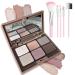 6 Colors Eyeshadow Palette Multi-purpose Long Lasting Blendable Eye Shadow Pallete Waterproof Eye Makeup Pallet Set with 5 Brushes Matte Highlighters Contour Blush Eyeshadow Makeup Palette for Women