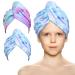 Uraqt Haarurban towel 2 pieces of microfiber turban towels quick -drying towel ladies hair turban twisted with button for women girls all hair types (blue+yellow)