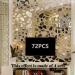 TTSAM 72Pcs Mirror Decals Wall Stickers - Cobblestone Shape DIY Decor for Home Room Bedroom Office Decoration Silver