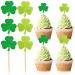 6 PCS St Patrick's Day Cupcake Toppers Glitter Clover Cupcake Picks St Patrick's Day Party Cake Decoration