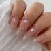 Press on Nails Tip Almond Medium Artificial Fake Nails with Gold Lines Design Full Cover Reusable Coffin Shaped Glossy False Nails Nude Pink French Acrylic Nails Glue on Nails for Women Set 24Pcs