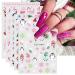JMEOWIO 10 Sheets Christmas Pink Nail Art Stickers Decals Self-Adhesive Snowflake Winter Holiday Cute Santa Nail Supplies Nail Art Design Decoration Accessories